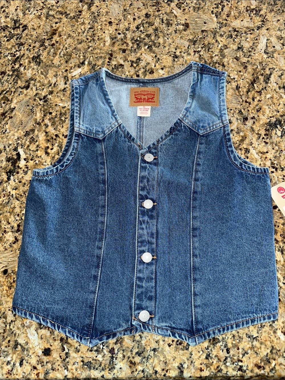 Levi's Girls Blue Denim Button-Front Vest